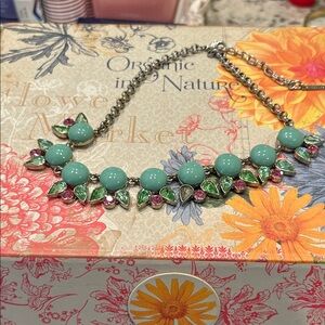 Anthropologie Turquoise and Pink Gem Necklace